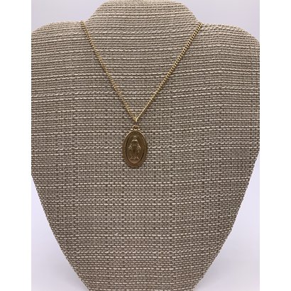 Miraculous 14kt Gold Filled Pendant on a 24 inch Gold Filled Heavy Curb Chain