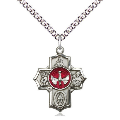 5-Way Medal Sterling Silver W/Chain 24"