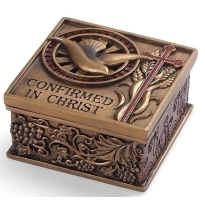 CONFIRMATION KEEPSAKE BOX; BRONZE FINISH 2.75"H