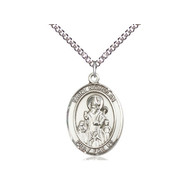 St. Nicholas Medal Sterling Silver , 1" x 3/4", with Chain 18"