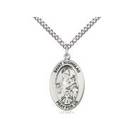 St. Nicholas Medal Sterling Silver, 1" x  5/8" , with Chain 18"