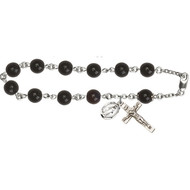 Rosary Bracelet Sterling Silver with 8mm Black Beads