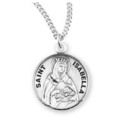 St. Isabella Medal, Sterling Silver 0.9" x 0.7", with Chain 18"