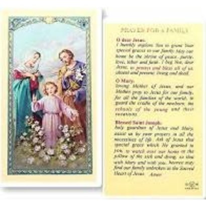 Prayer For The Families Laminated Holy Card Printed in Italy