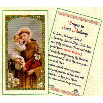 Prayer To St. Anthony Laminated Holy Card Made in Italy
