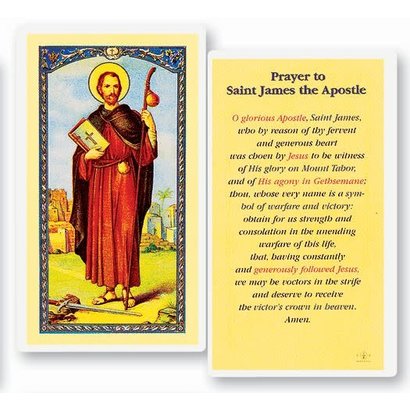Prayer To St. James The Apostle, Laminated Holy Card, Printed in Italy