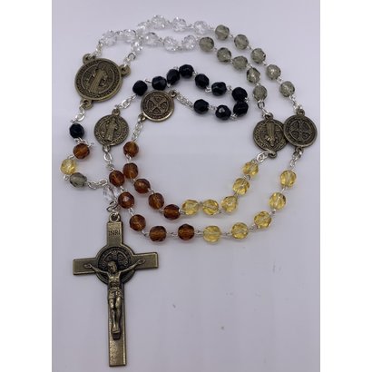 Brown Glass Bead St. Benedict Rosary