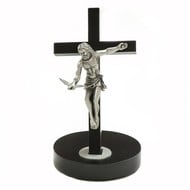 8" Black Painted Walnut Crucifix