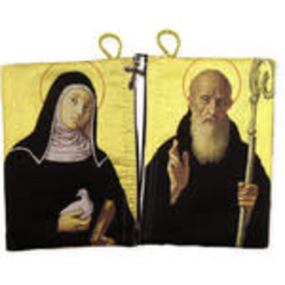 St Benedict and St Scholastica Rosary Icon Pouch