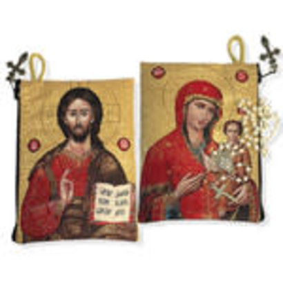 Virgin Of Smolensk & Christ The Teacher Rosary Icon Pouch