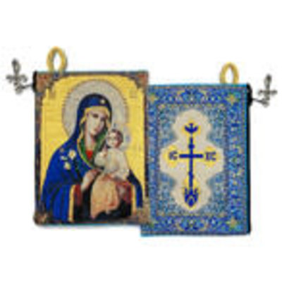Virgin mary Eternal Bloom Tapestry Rosary Icon Pouch