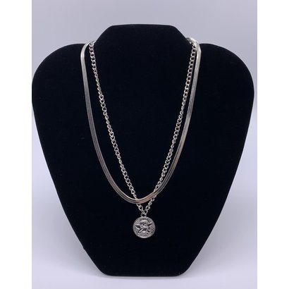 Angel Pendant on Stainless Steel Double Stranded Snake Chain