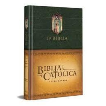 Biblia Catolica Letra Grande, con Virgen de Guadalupe en cubierta.