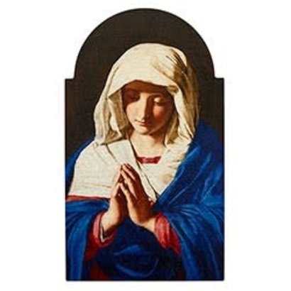 Sassoferrato Virgin In Prayer Arched Plaque, 7" W x 12" H