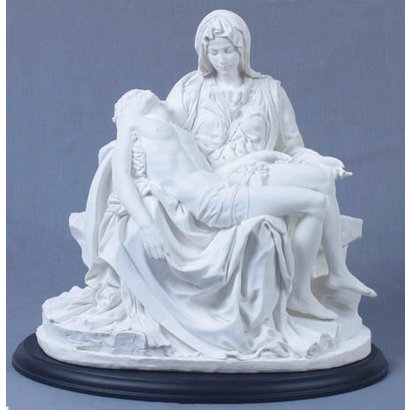 Pieta White with Black Wood Base 10.75"