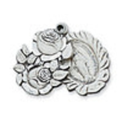 Sterling Silver Miraculous Medal Sliding Rosebuds