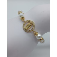 Guadalupe Gold Plated Stretch bracelet with Pearls