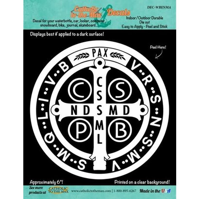 St. Benedict Medal Decal, White