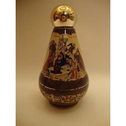 Red Ceramic 2 Sided Ceramic Holy Water Container 4"x2 1/2"