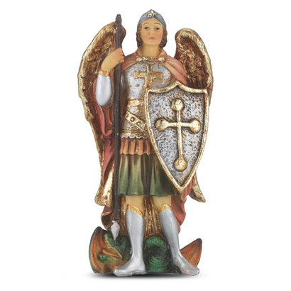 4" PEWTER STATUE ST MICHAEL