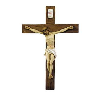 Alabaster Crucifix, 15"H, Hand Painted Made in Italy