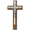 Walnut  10" Crucifix , Antique Pewter Corpus, White Pearlized Epoxy