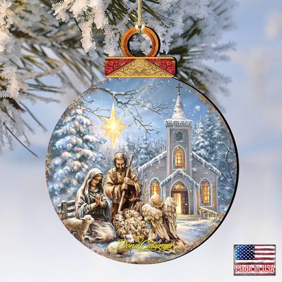 Nativity at the Chapel Wood ornament Dona Gelsinger Inspirational