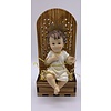 4"Baby Jesus Seated on 5.75" Olive Wood Backdrop/Chair