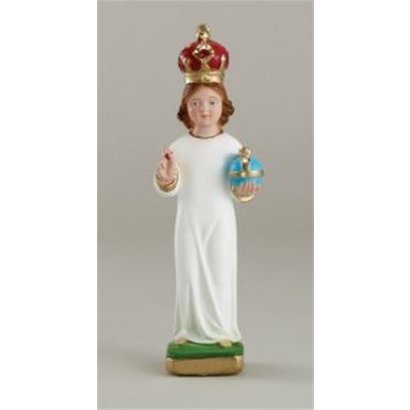 8" Plaster Infant of Prague Statue with Plaster Crown, Made in Italy