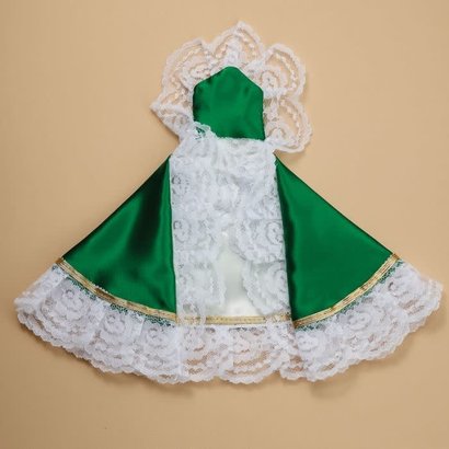12" Infant of Prague Kelly Green Satin Dress