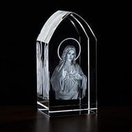 Sacred Heart Etched Glass  3-1/4'' H