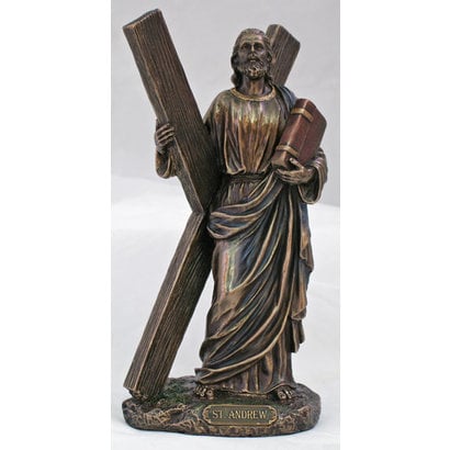 St. Andrew Veronese Statue, lightly hand-painted cold cast bronze, 8"