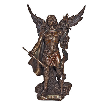Archangel Gabriel, Lightly Hand Painted, Cold Cast Bronze 9" Statue