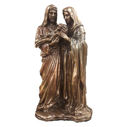 Holy Family, 1pc, lightly hand-painted cold cast bronze, 5x10".