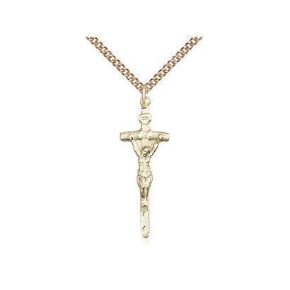 Papal Crucifix 14kt Gold Filled with Heavy Curb Chain 24"