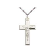 Crucifix  Sterling Silver with Heavy Curb Chain 27"