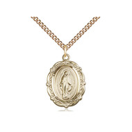 Miraculous Medal 14kt Gold Filled with Heavy Curb Chain 18"