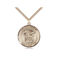 St. Michael Medal 14kt Gold Filled with Heavy Curb Chain 18"