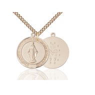 Miraculous Medal 14kt Gold Filled with Heavy Curb 24"