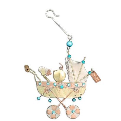 Baby Buggy Boy Ornament