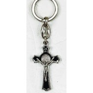 Black Enamel Saint Benedict Cross Key Chain