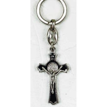 Black Enamel Saint Benedict Cross Key Chain