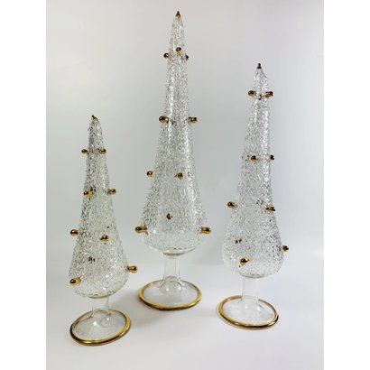 Fair Trade, Made in Egypt, Blown Glass Tabletop Christmas Tree with Gold - Small