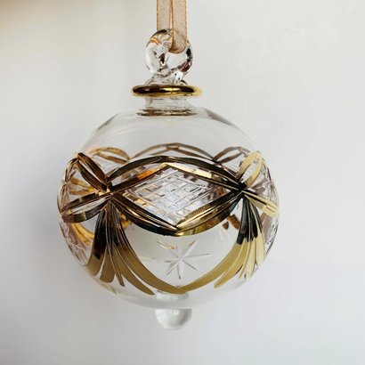 Fair Trade,  Made in Egypt, Blown Glass Ornament - Gold Garland