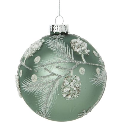 Blown glass ball ornament, pale matte turquoise
