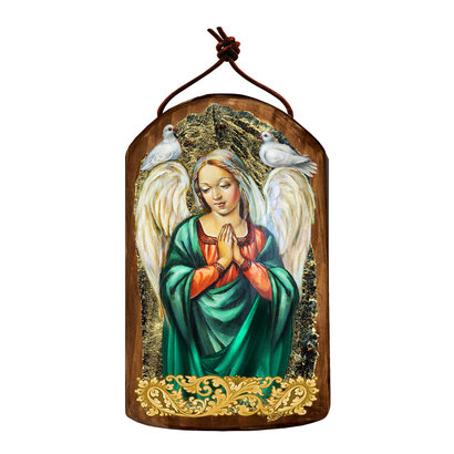 Angel with Dove Wooden Icon Ornament