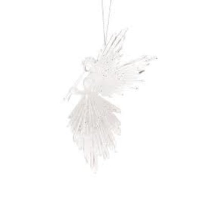 Clear Hanging Glittered Angel Ornament