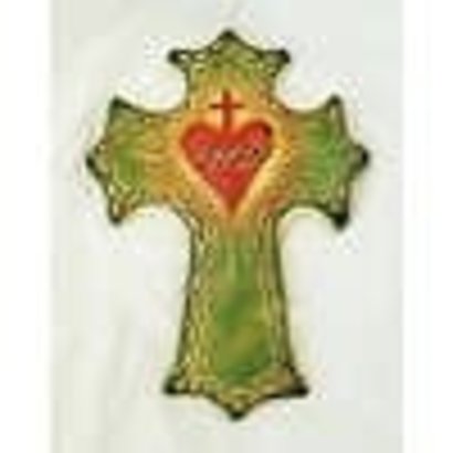 Clay Cross With Sacred Heart - Green