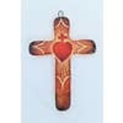 Clay Cross With Sacred Heart- Orange