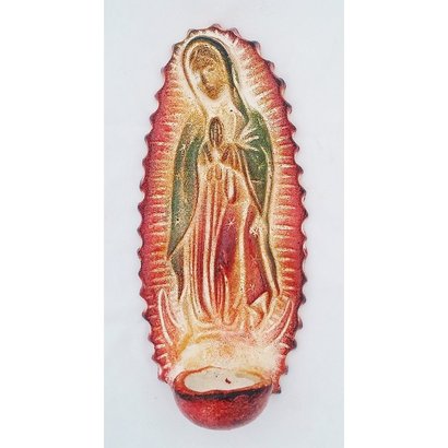 Clay Guadalupe Candle holder Plaque 10" X 4.5 " W